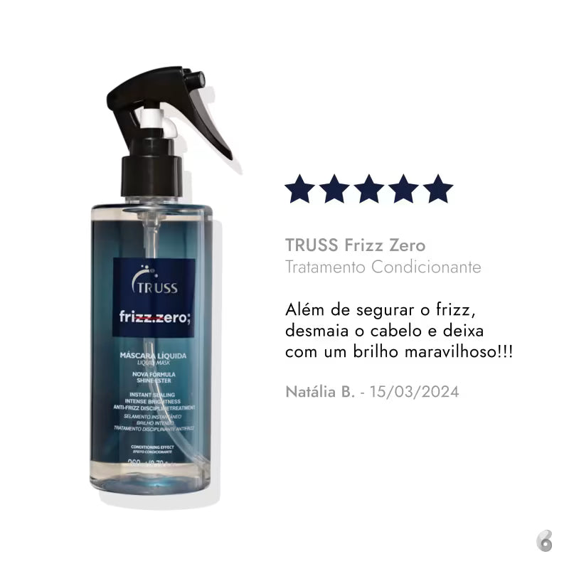 Máscara Líquida Frizz Zero Leave-In 260ml | Controle de Frizz, Brilho e Hidratação | Truss