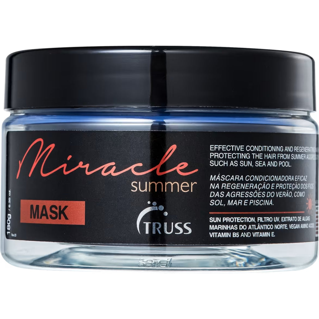 Máscara Capilar Miracle Summer Mask 180g | Hidratação e Reconstrução para Cabelos Expostos ao Sol, Mar e Piscina |  Truss